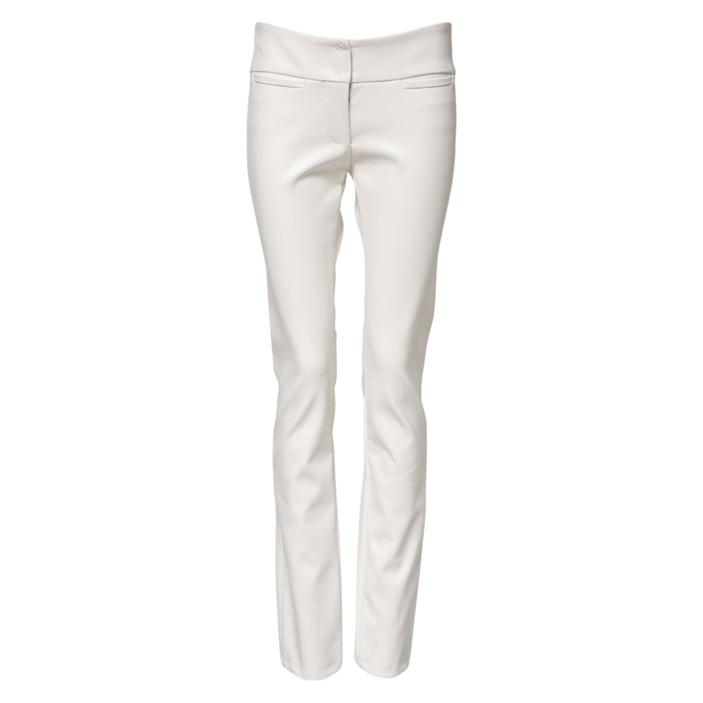 Dolce & Gabbana Weiße Polyurethan-Hose mit hoher Taille und konisch zulaufender Hose
