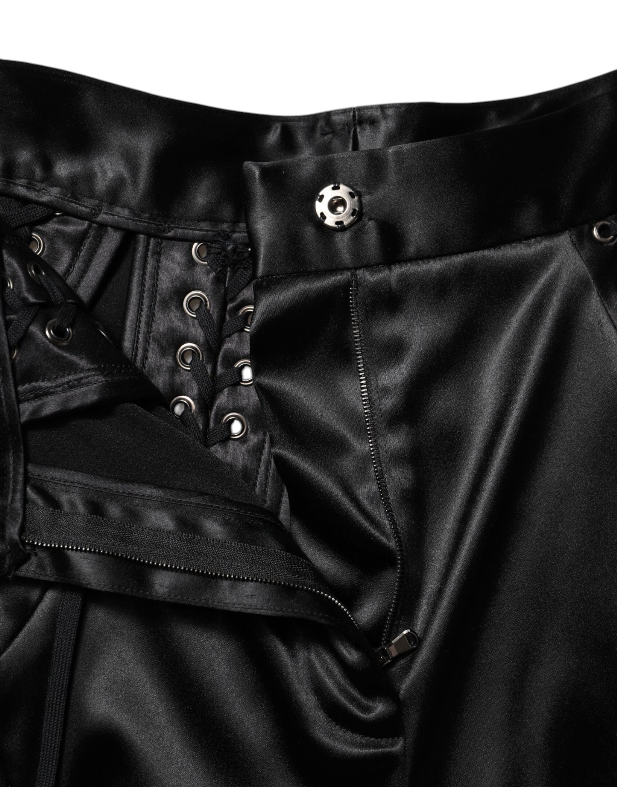 Dolce & Gabbana Schwarze Skinny-Hose mit hoher Taille und Spitzendetails