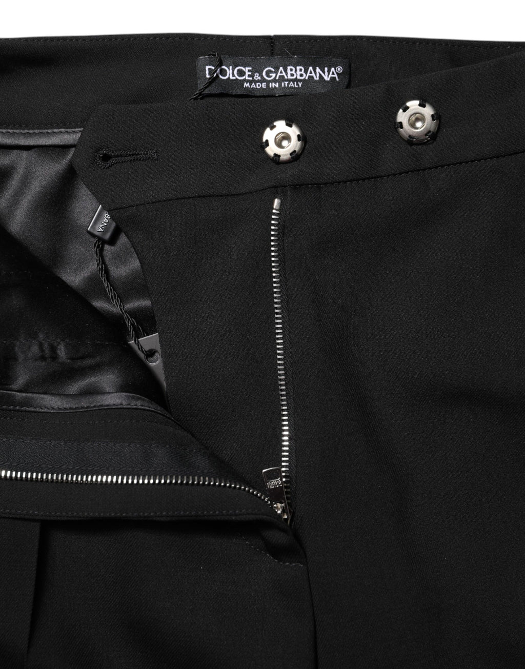 Dolce & Gabbana Schwarze Schlaghose mit hoher Taille aus Wolle