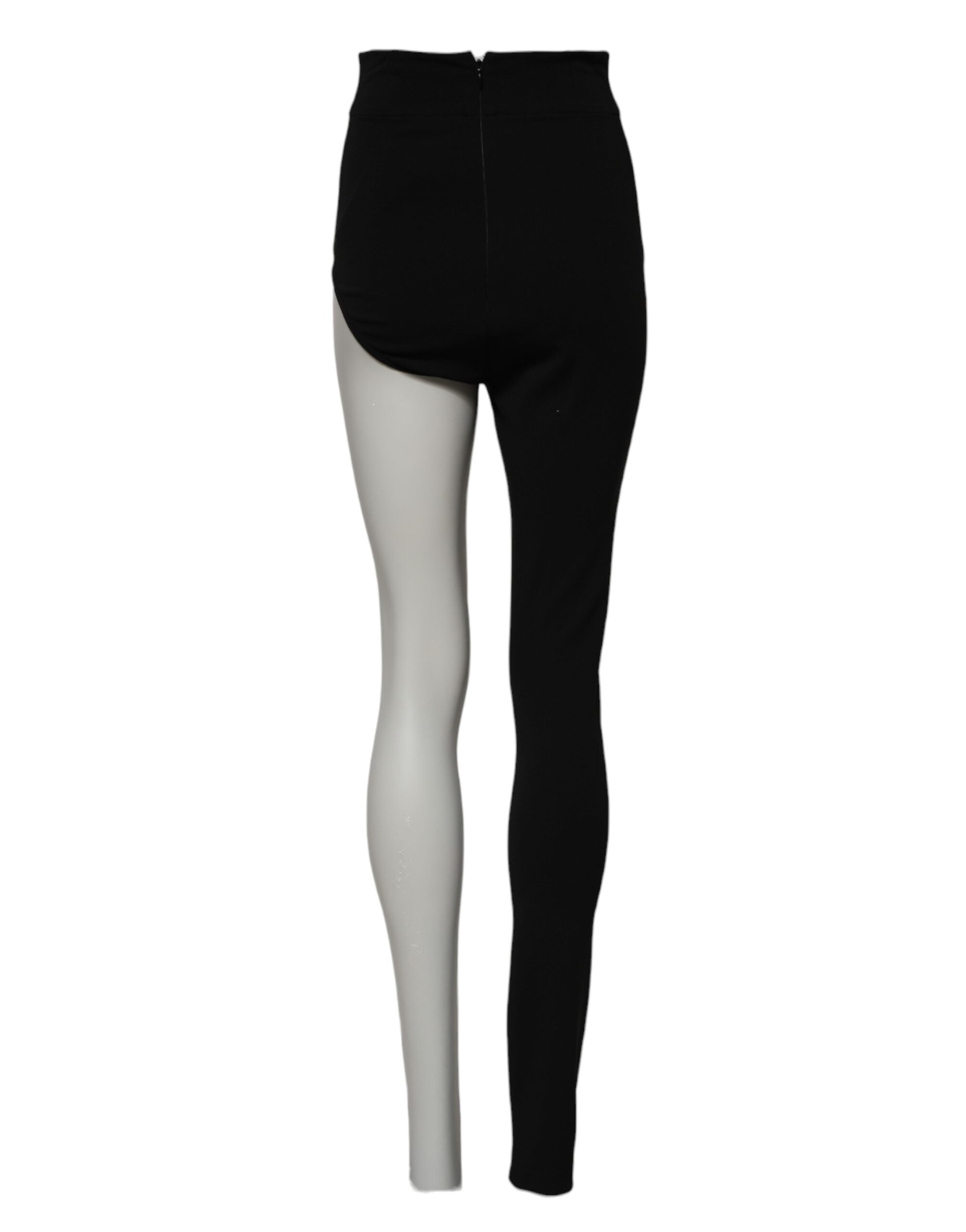 Dolce & Gabbana Schwarze einbeinige Hose aus Wolle mit hoher Taille