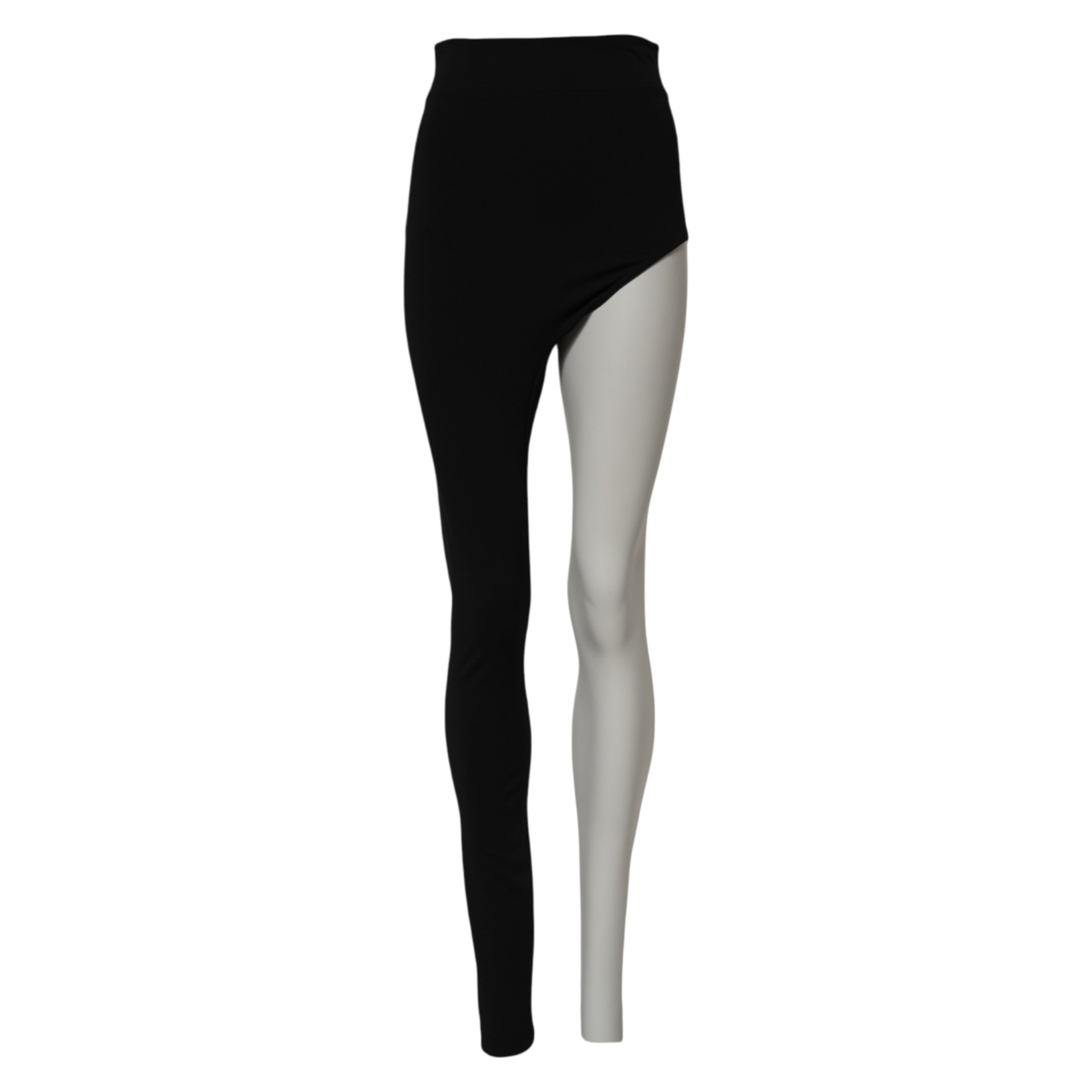 Dolce & Gabbana Schwarze einbeinige Hose aus Wolle mit hoher Taille