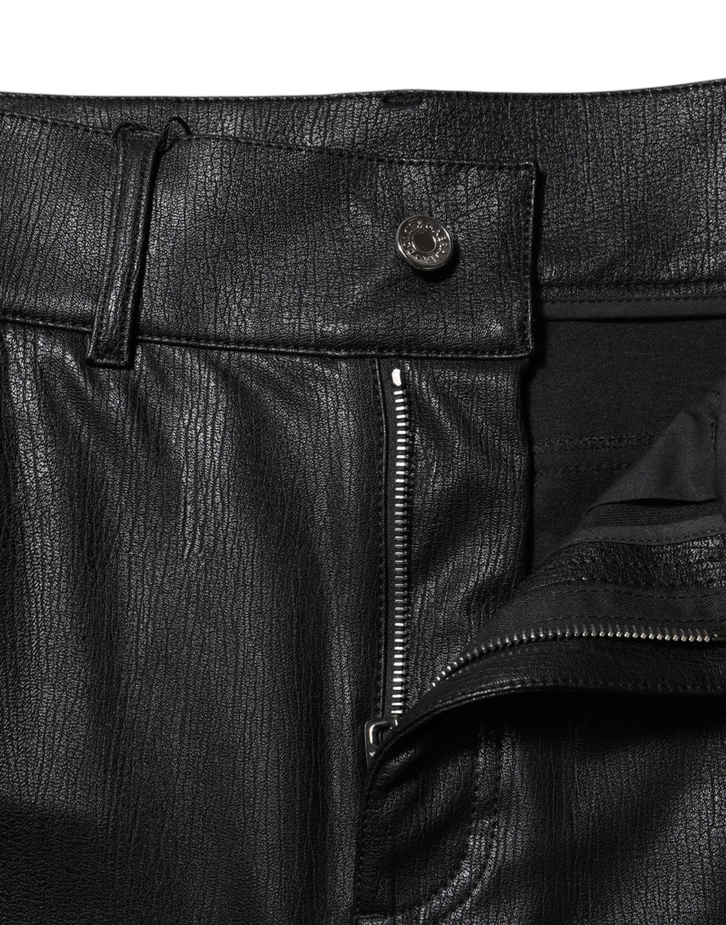 Dolce & Gabbana Schwarze Lederhose mit hoher Taille und schmaler Passform