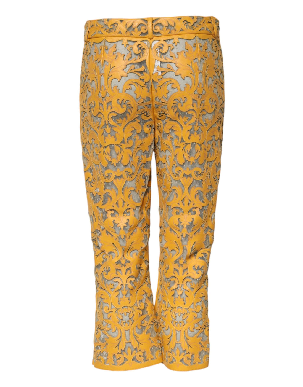 Dolce & Gabbana Gelbe florale Spitzen-Caprihose mit mittlerer Taille