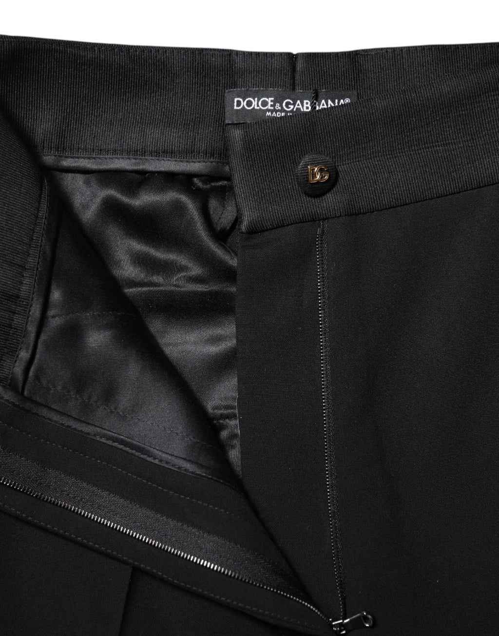 Dolce & Gabbana Schwarze Skinny-Hose mit hoher Taille aus Wolle