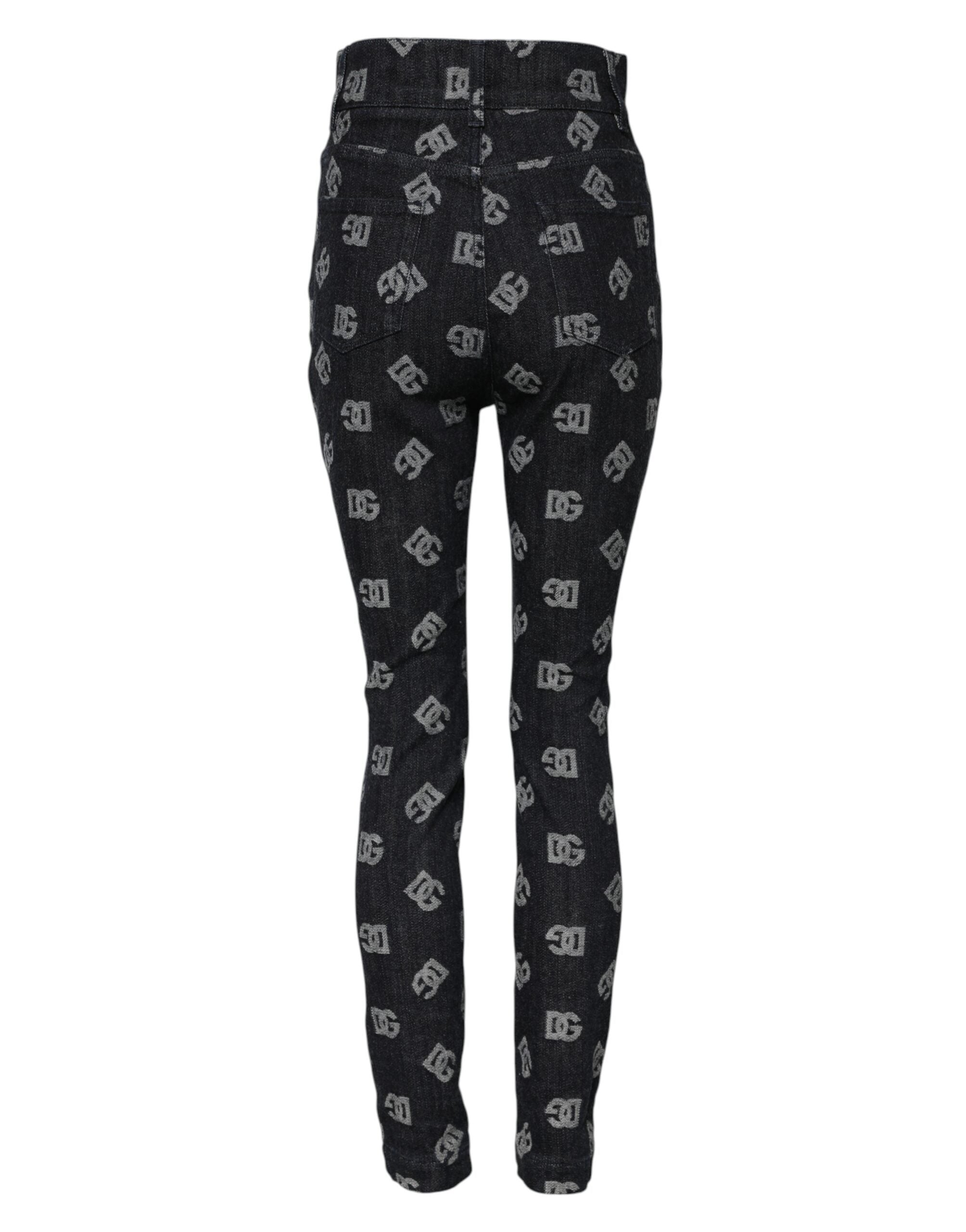 Dolce & Gabbana Schwarze DG Logo High Waist Skinny Denim Jeans