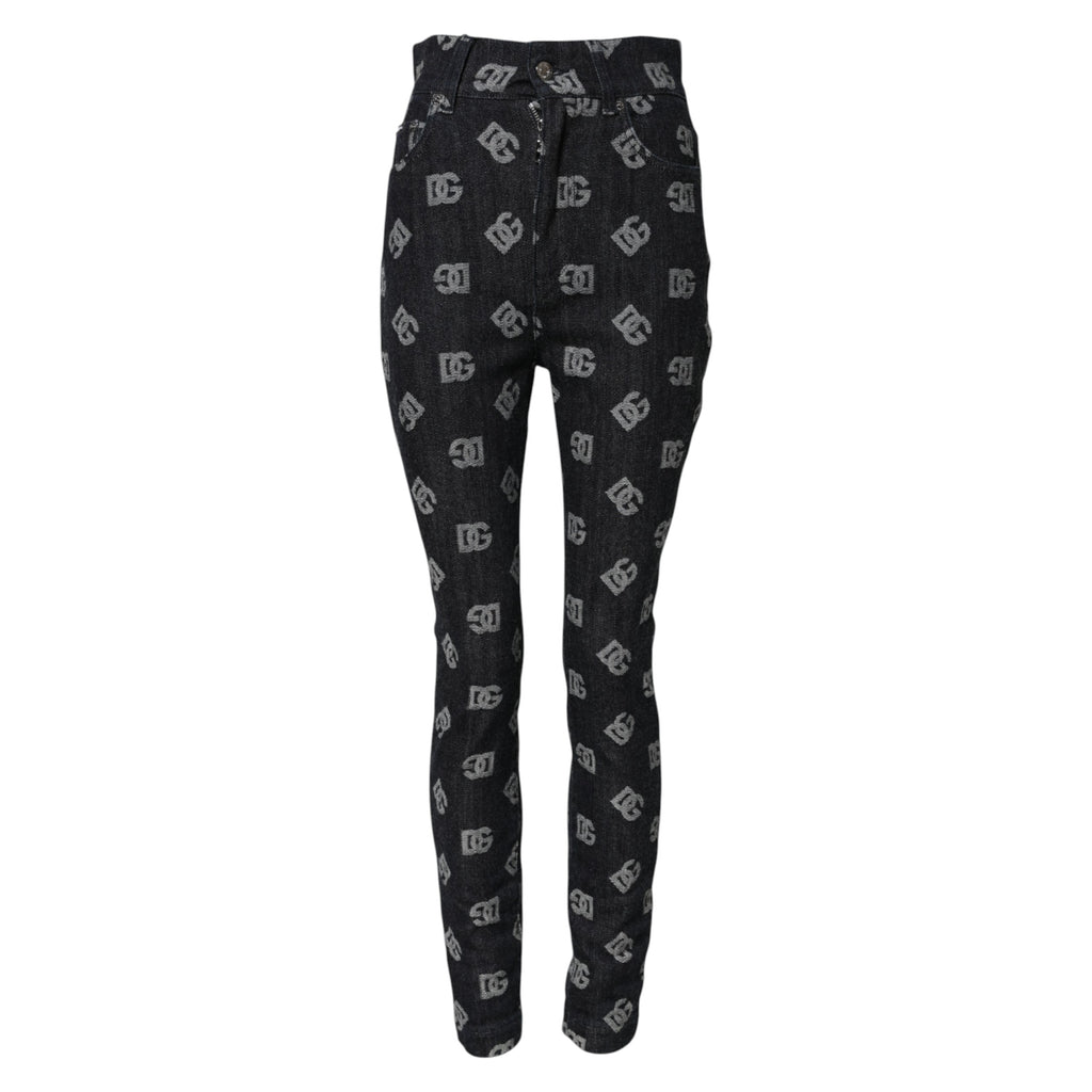 Dolce & Gabbana Schwarze DG Logo High Waist Skinny Denim Jeans