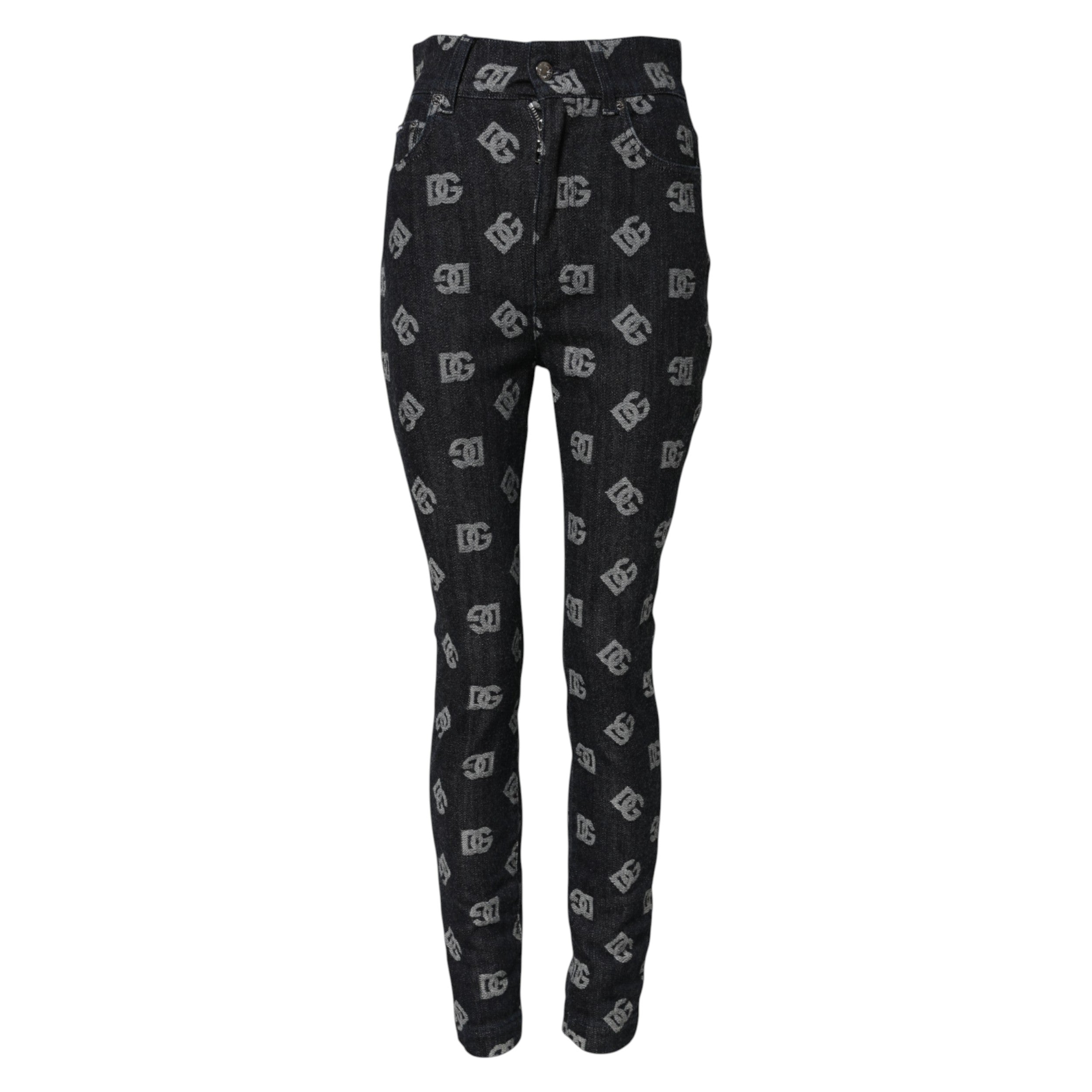 Dolce & Gabbana Schwarze DG Logo High Waist Skinny Denim Jeans