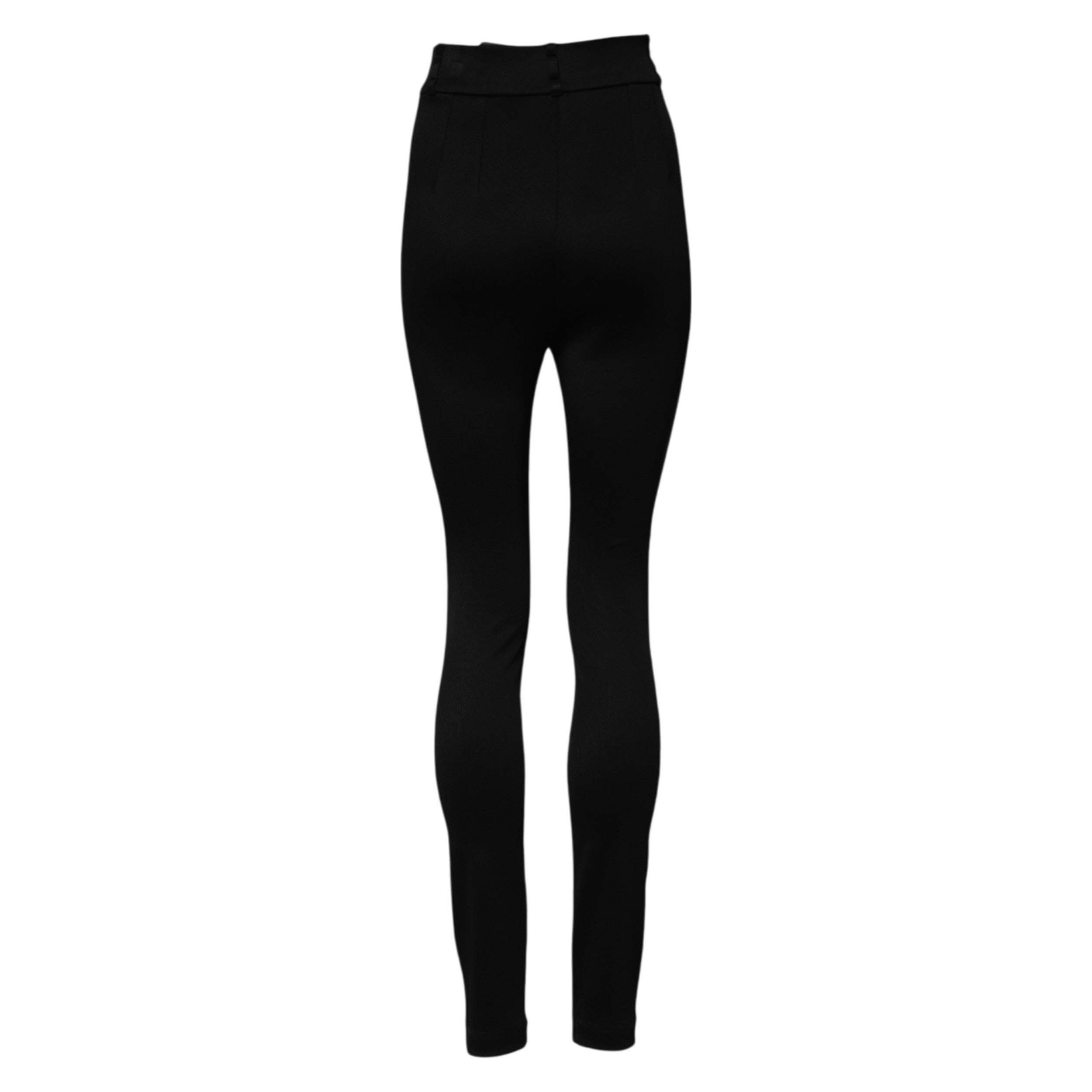 Dolce & Gabbana Schwarze Nylonhose mit hoher Taille Skinny Leggings