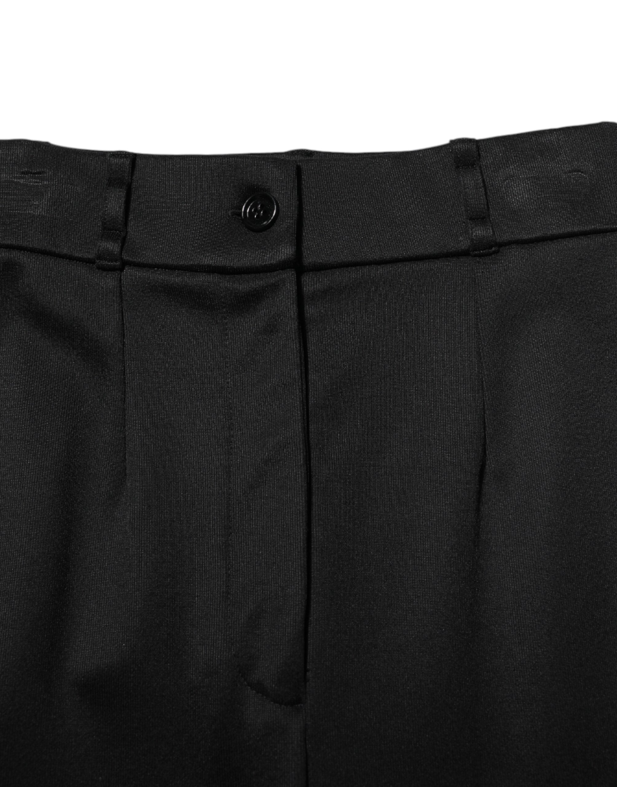 Dolce & Gabbana Schwarze Nylonhose mit hoher Taille Skinny Leggings
