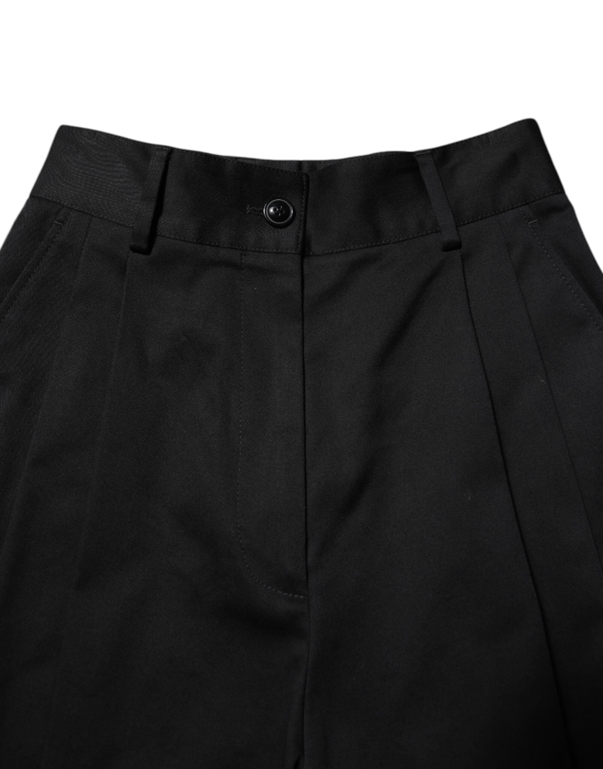 Dolce & Gabbana Schwarze Baumwoll-HighWaist-Hose mit weitem Bein
