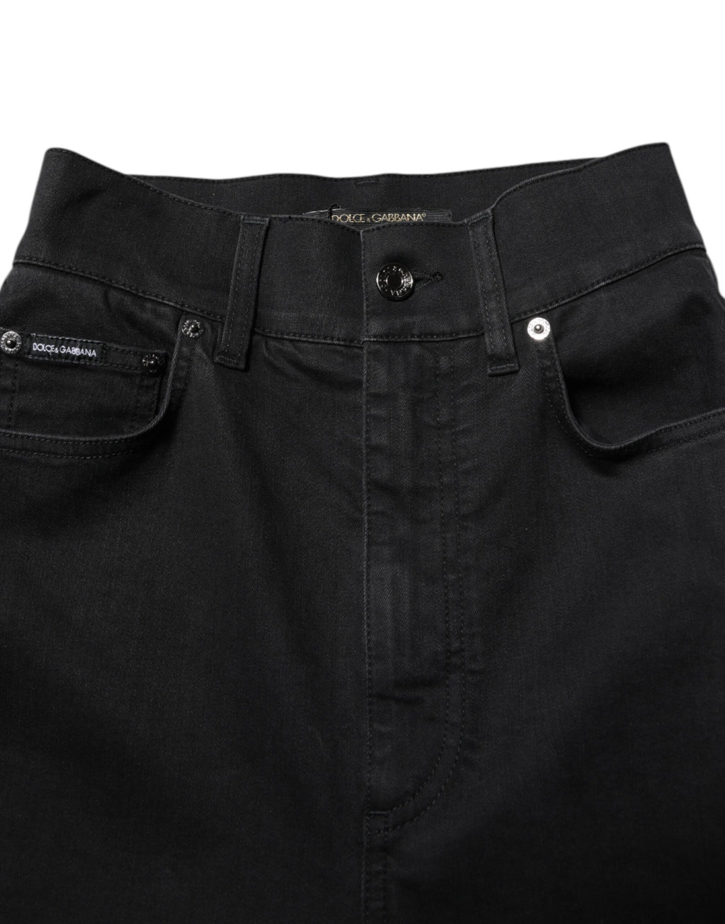 Dolce & Gabbana Schwarze Skinny Denim-Jeans mit hoher Taille aus Baumwolle