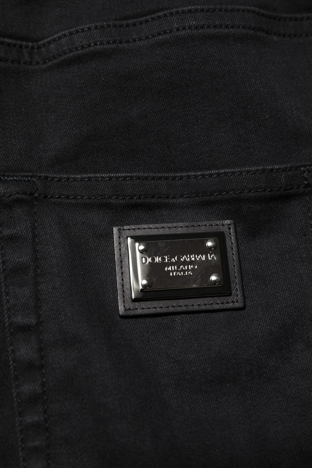 Dolce & Gabbana Schwarze Skinny Denim-Jeans mit hoher Taille aus Baumwolle