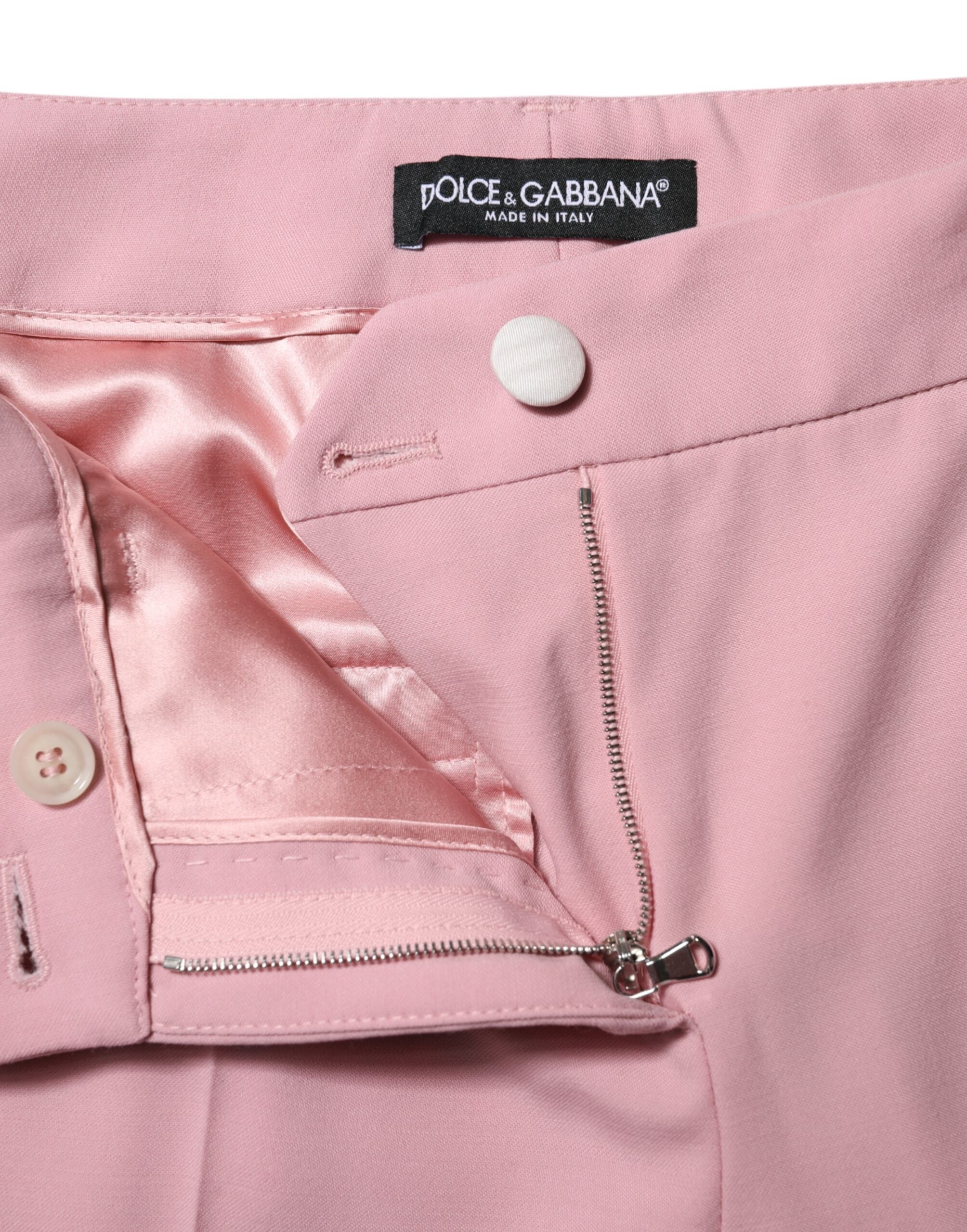 Dolce & Gabbana Rosa Wollhose mit hoher Taille und konisch zulaufender Hose