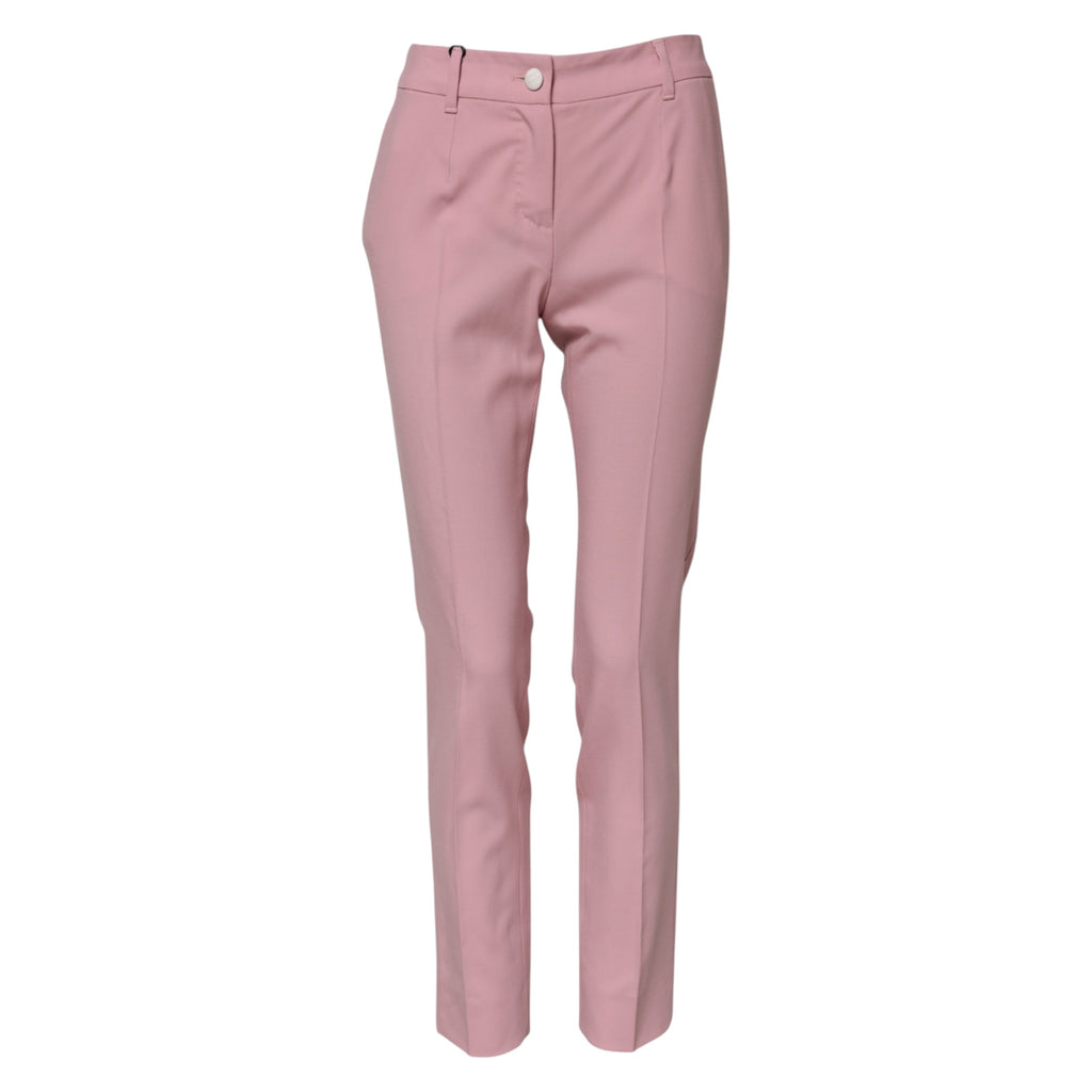 Dolce & Gabbana Rosa Wollhose mit hoher Taille und konisch zulaufender Hose