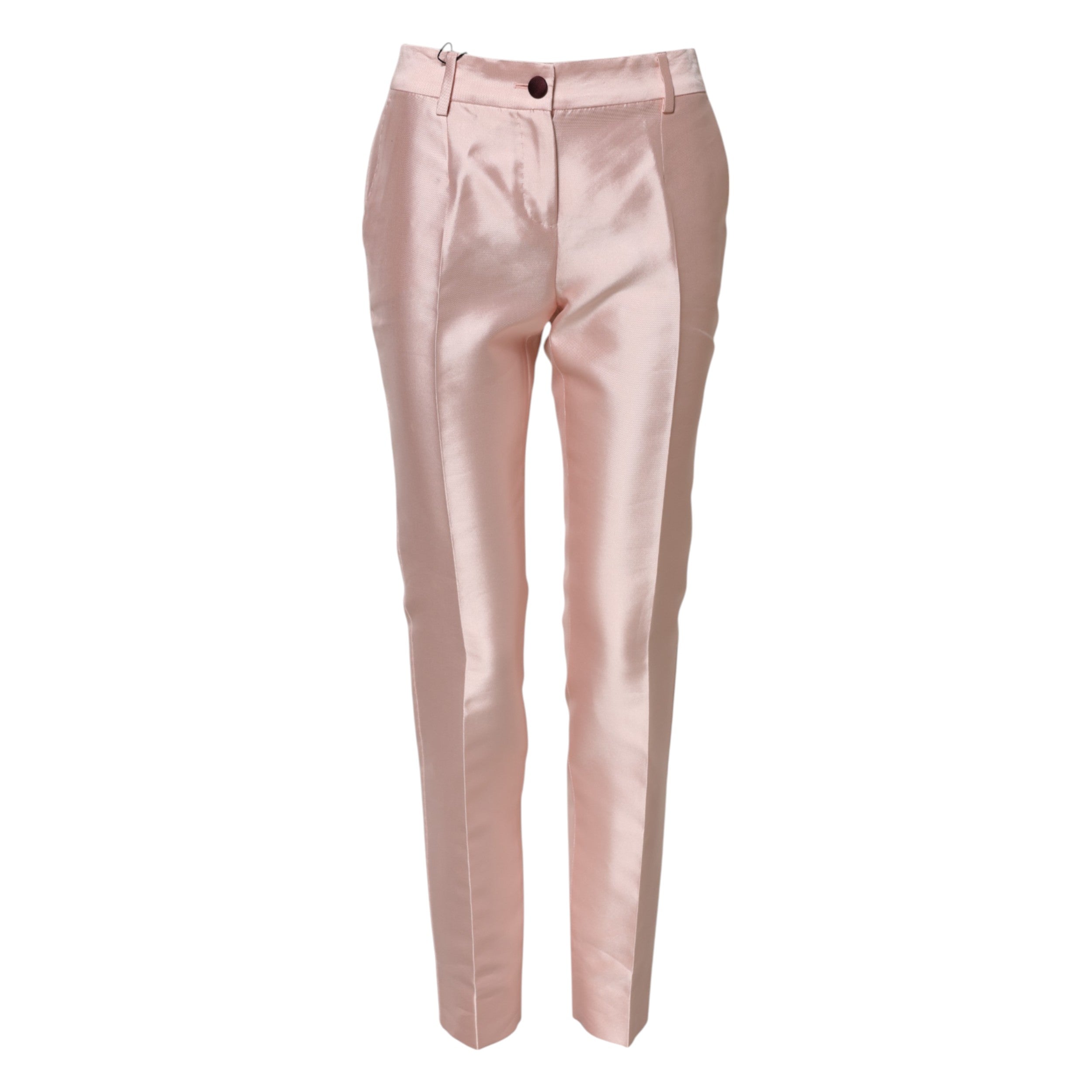 Dolce & Gabbana Rosa Satin-Hose mit hoher Taille und konisch zulaufender Hose