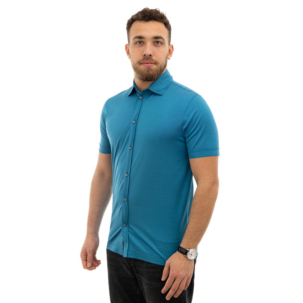 Canali Hellblaues Baumwoll-Poloshirt