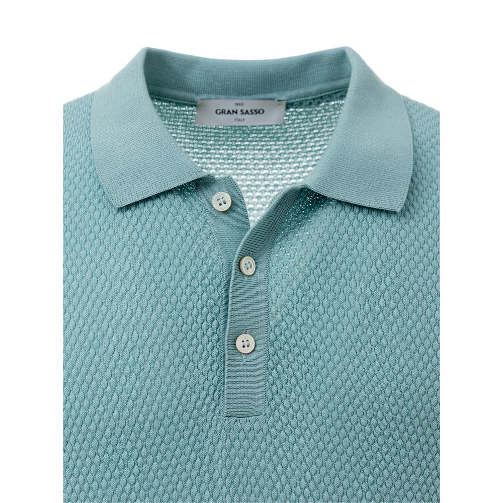 Gran Sasso Blaues Baumwoll-Poloshirt