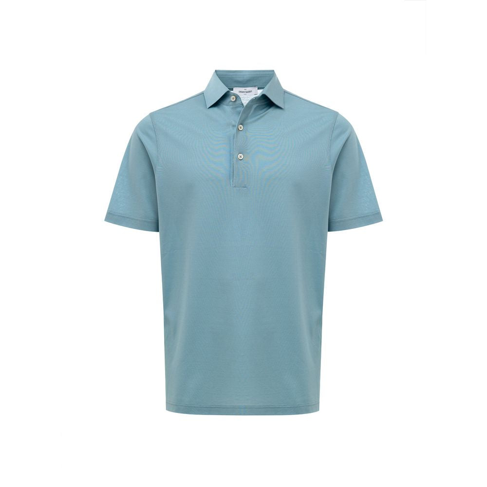 Gran Sasso Blaues Baumwoll-Poloshirt