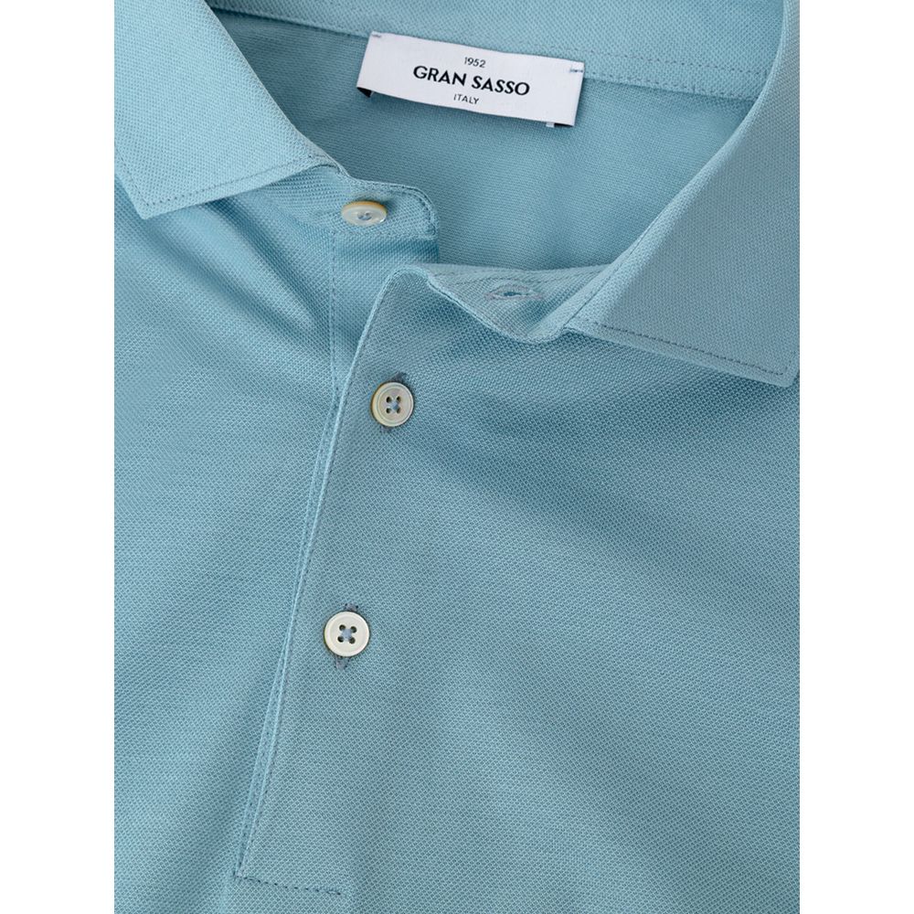 Gran Sasso Blaues Baumwoll-Poloshirt