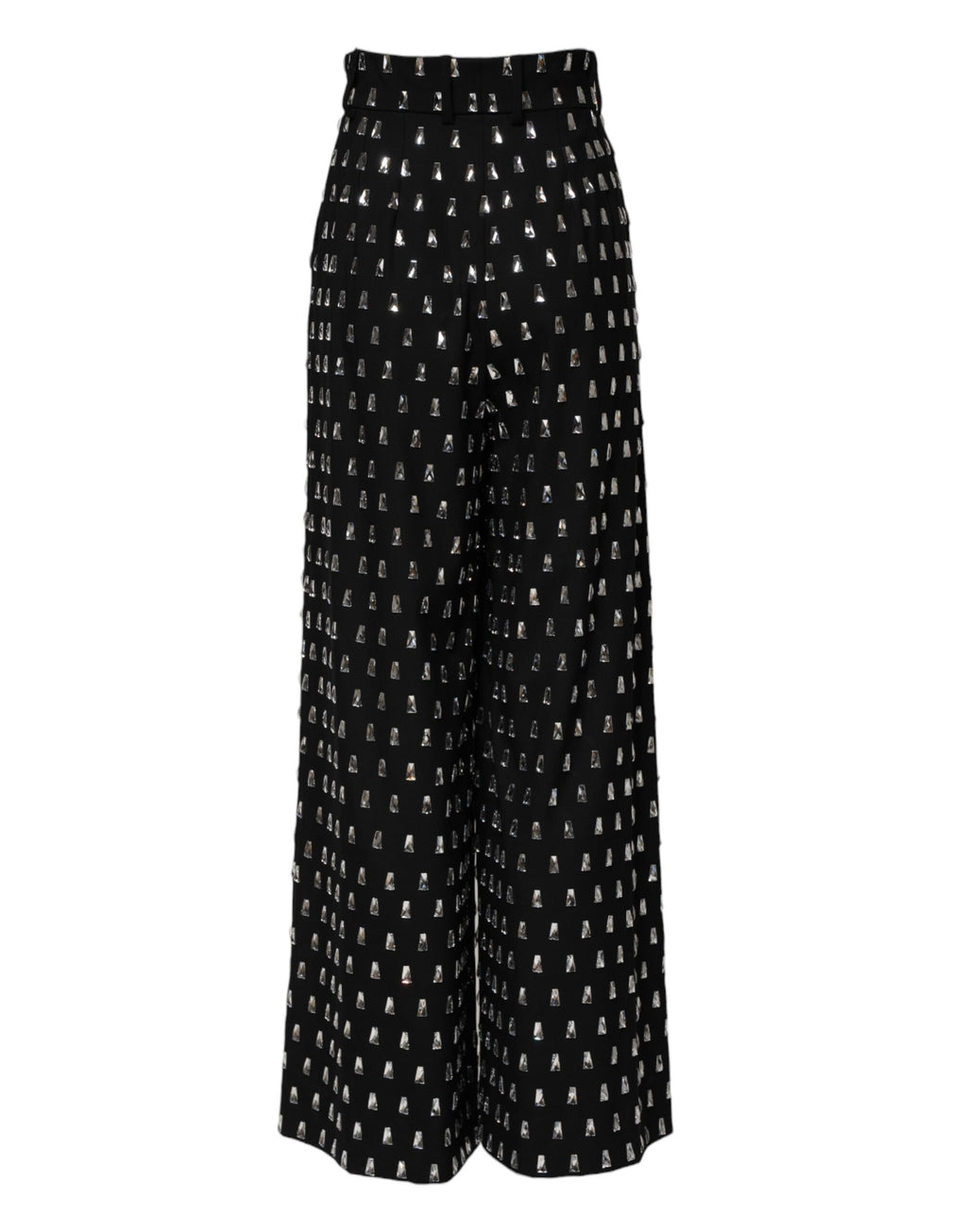 Dolce & Gabbana Schwarze, kristallverzierte Hose mit weitem Bein