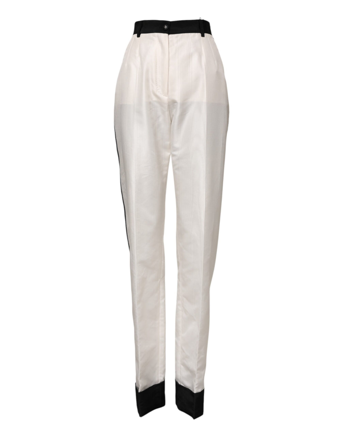 Dolce & Gabbana Witte High Waist Straight Dress Trouser Broek