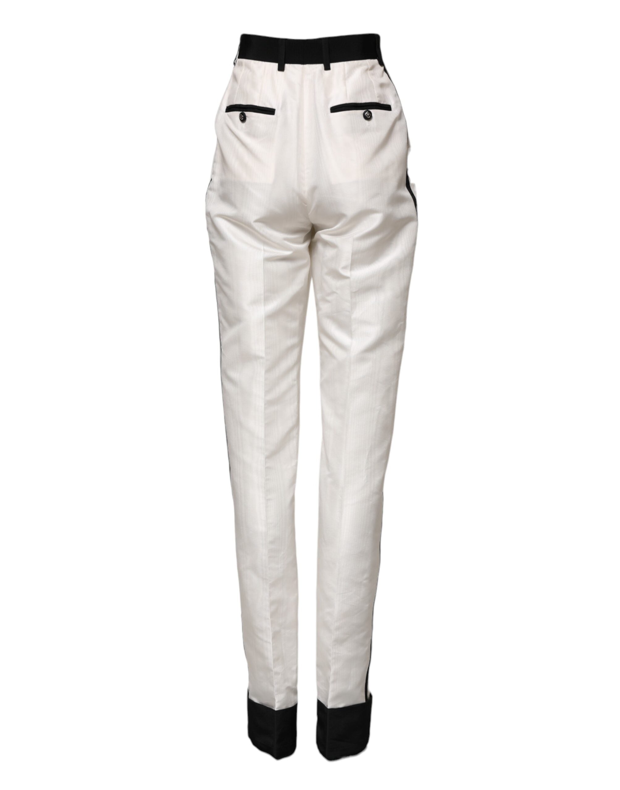 Dolce & Gabbana Weiße Straight Dress Hose mit hoher Taille
