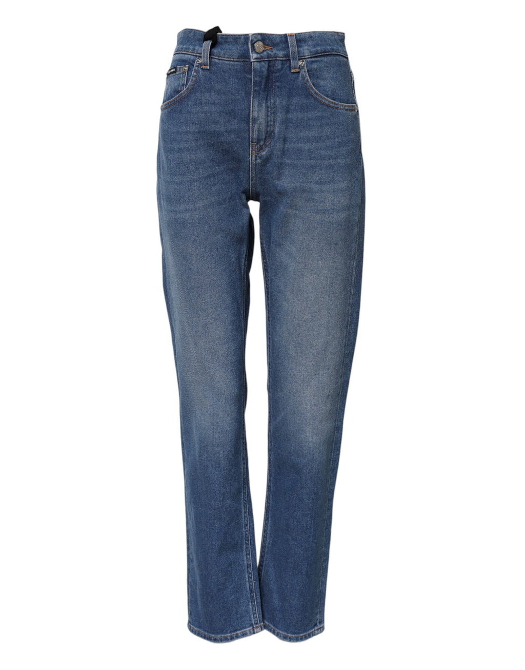 Dolce & Gabbana Blaue, taillierte Denim-Jeans mit hoher Taille aus Baumwolle