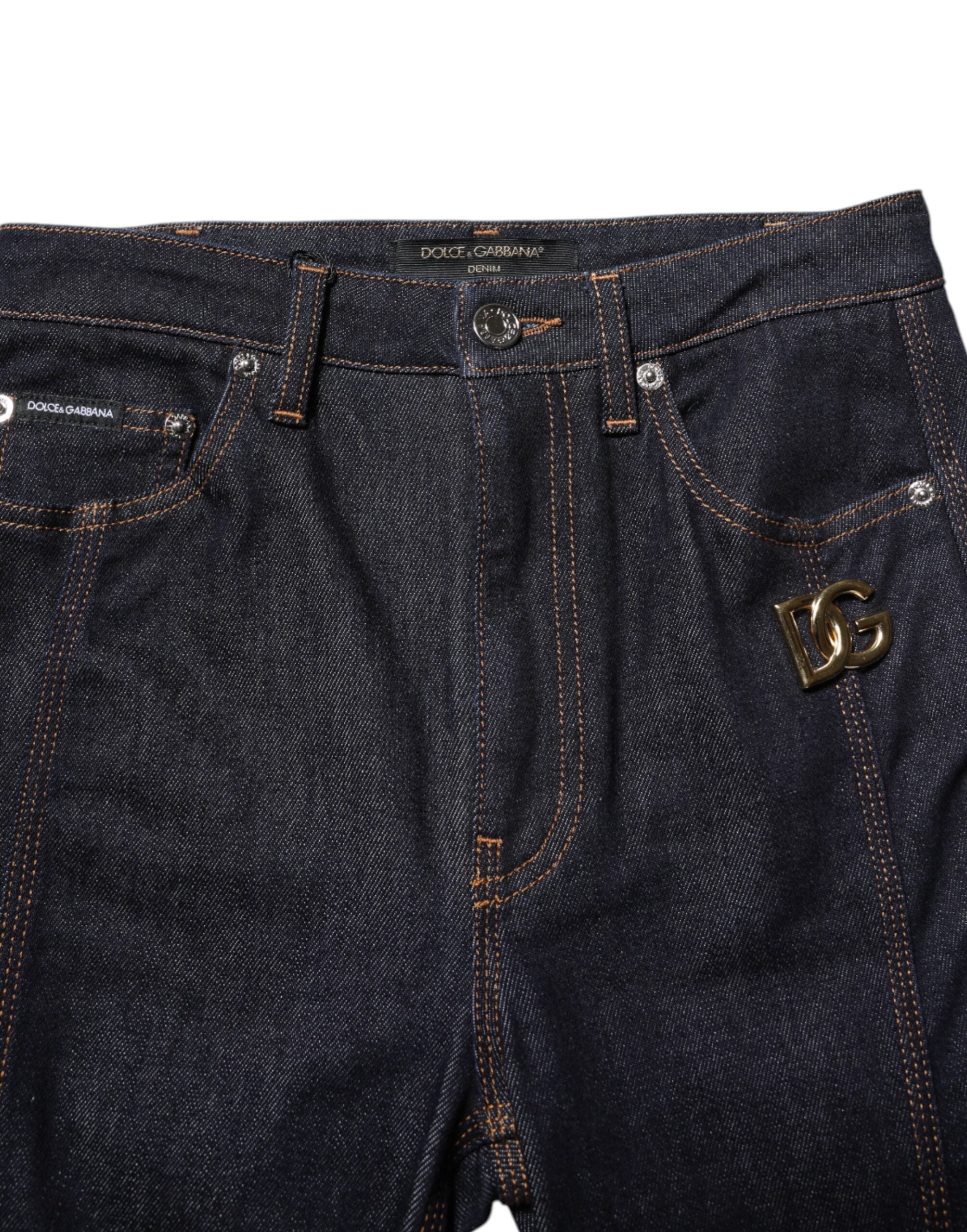Dolce & Gabbana Schwarze Bootcut-Denim-Jeans aus Baumwolle mit mittlerer Taille