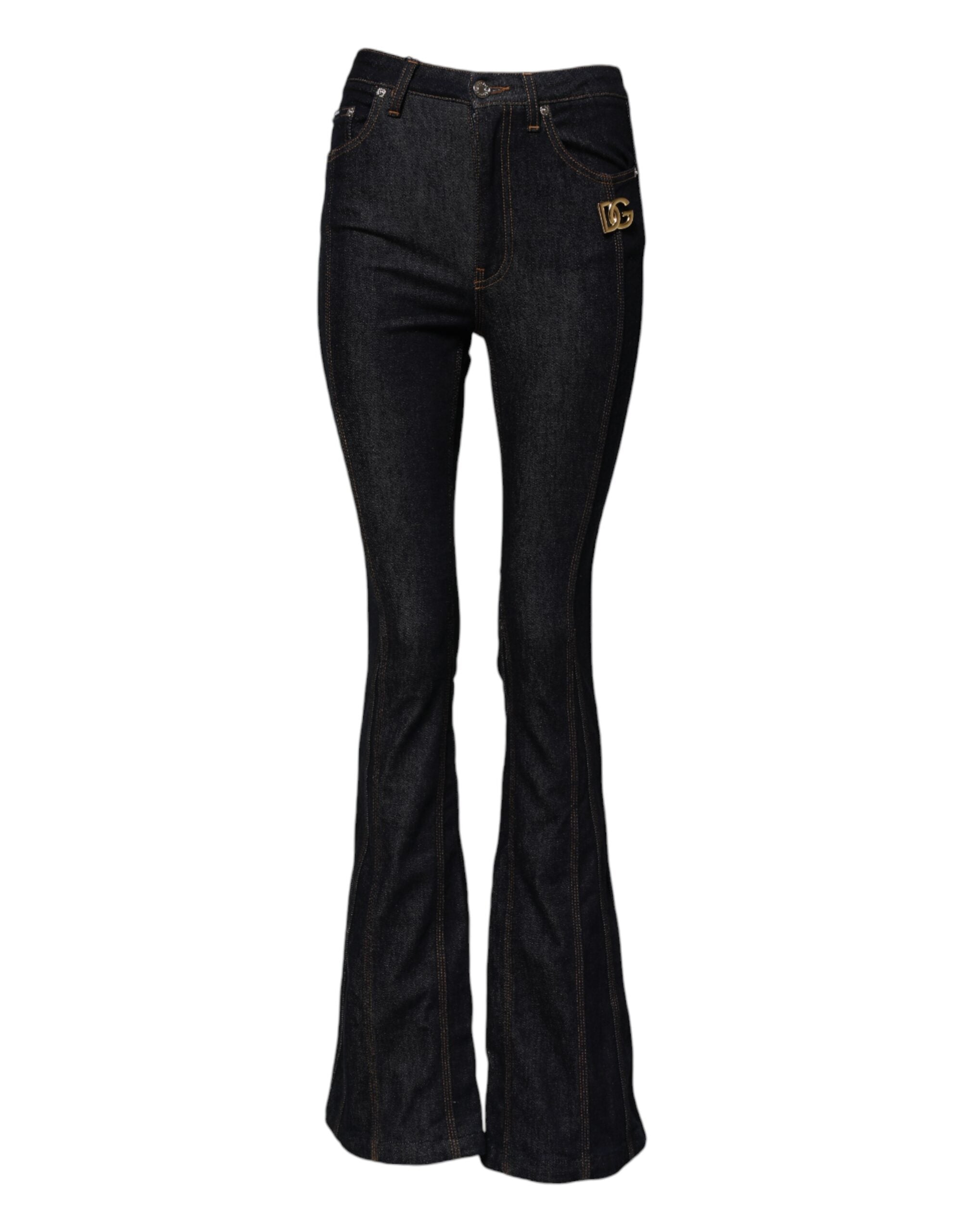 Dolce & Gabbana Schwarze Bootcut-Denim-Jeans aus Baumwolle mit mittlerer Taille