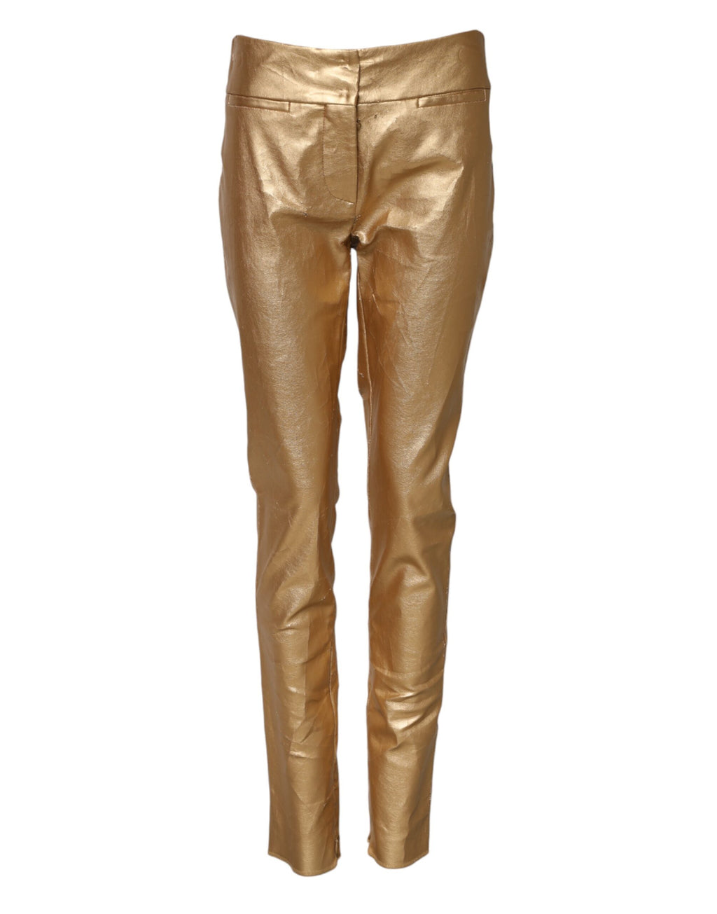 Dolce & Gabbana Metallic Gold Hohe Taille Skinny Hose Hose