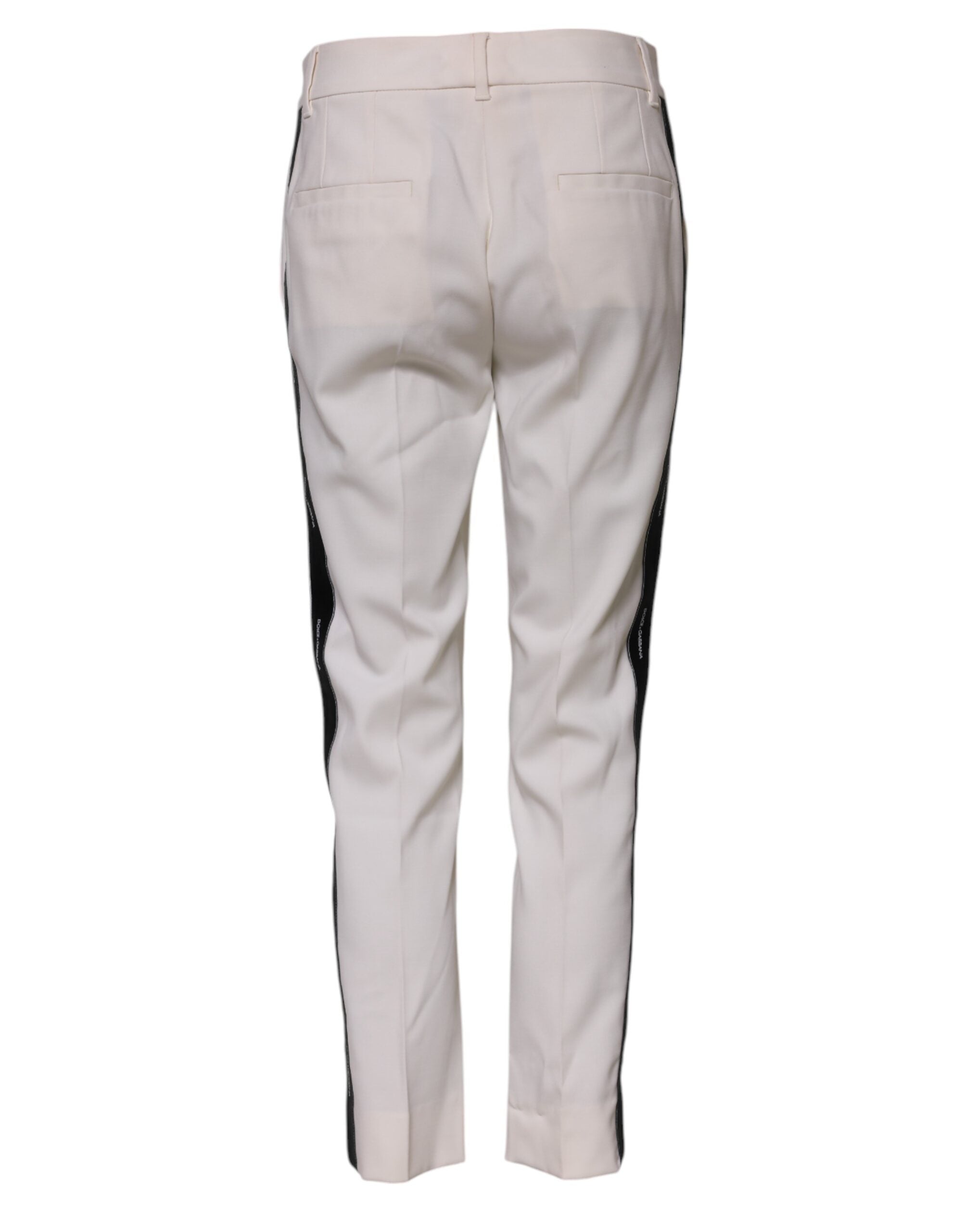 Dolce & Gabbana Weiße konisch zulaufende Hose aus Wolle mit mittlerer Taille