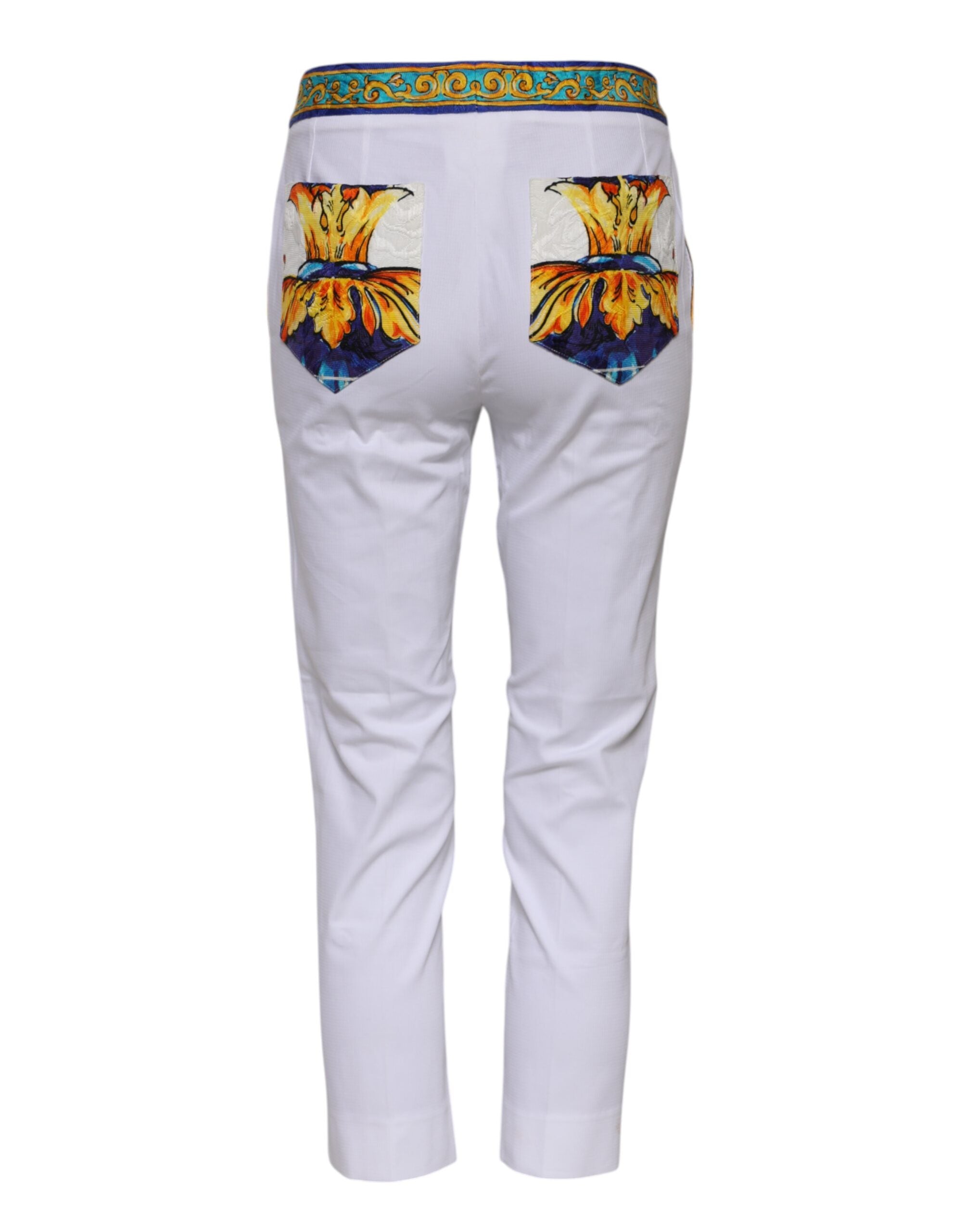 Dolce & Gabbana Weiße konisch zulaufende Hose aus Baumwolle mit mittlerer Taille
