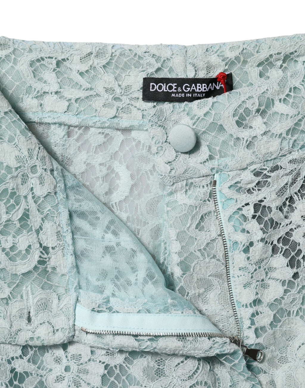 Dolce & Gabbana Mintgrüne Hose aus Baumwolle mit floraler Spitze Hose