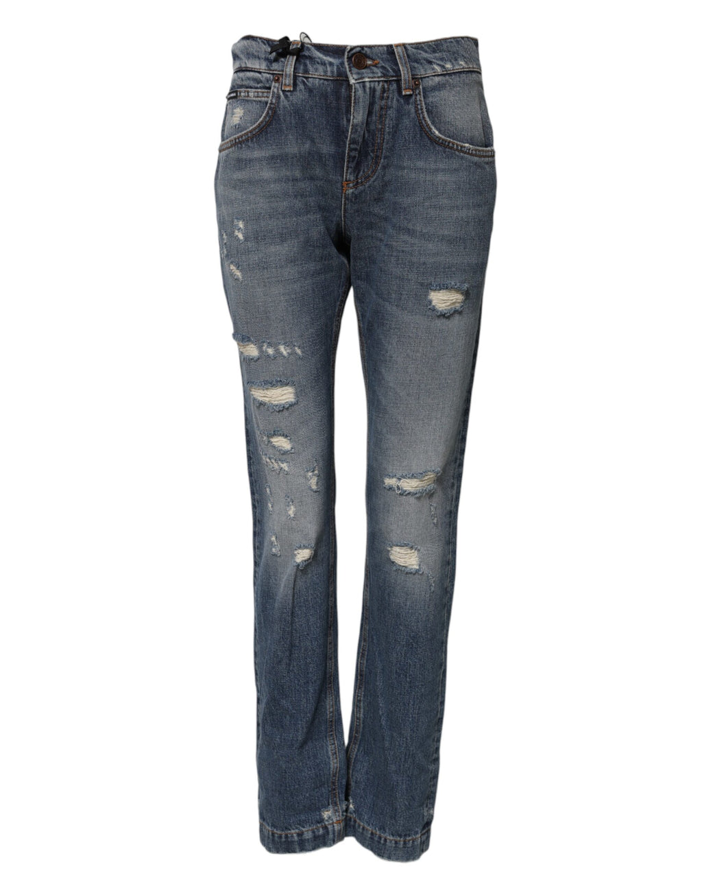 Dolce & Gabbana Blaue zerfledderte Denim-Jeans aus Baumwolle mit mittlerer Taille