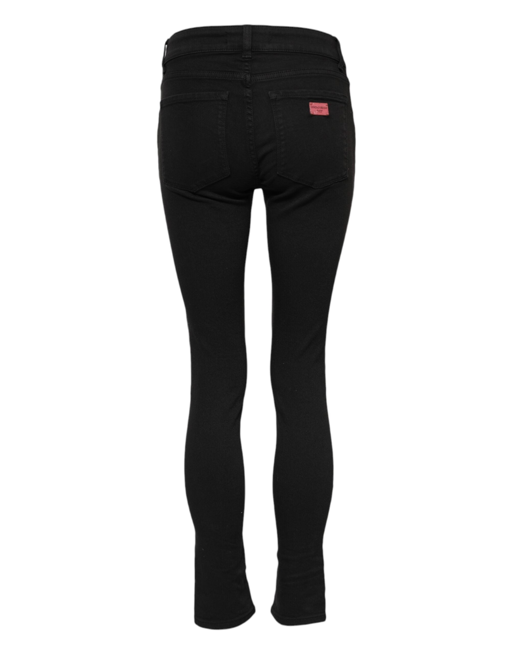 Dolce & Gabbana Schwarze Skinny Denim-Jeans aus Baumwolle mit mittlerer Taille