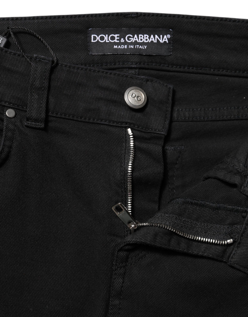 Dolce & Gabbana Schwarze Skinny Denim-Jeans aus Baumwolle mit mittlerer Taille