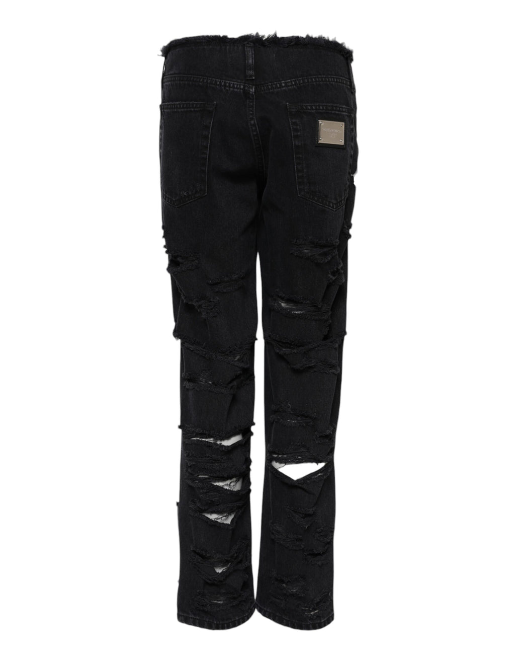 Dolce & Gabbana Schwarze zerfledderte Denim-Jeans mit mittlerer Taille aus Baumwolle