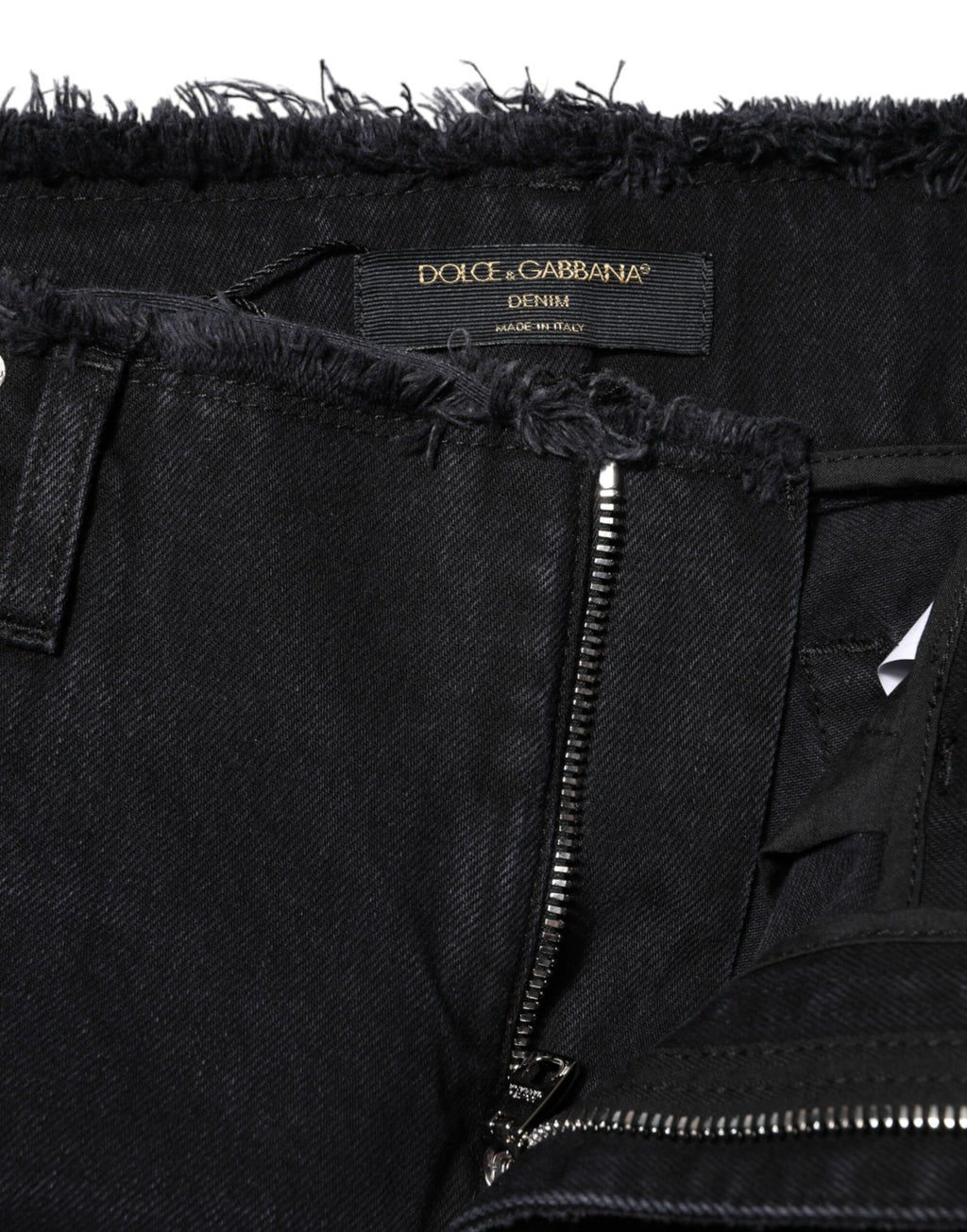 Dolce & Gabbana Schwarze zerfledderte Denim-Jeans mit mittlerer Taille aus Baumwolle