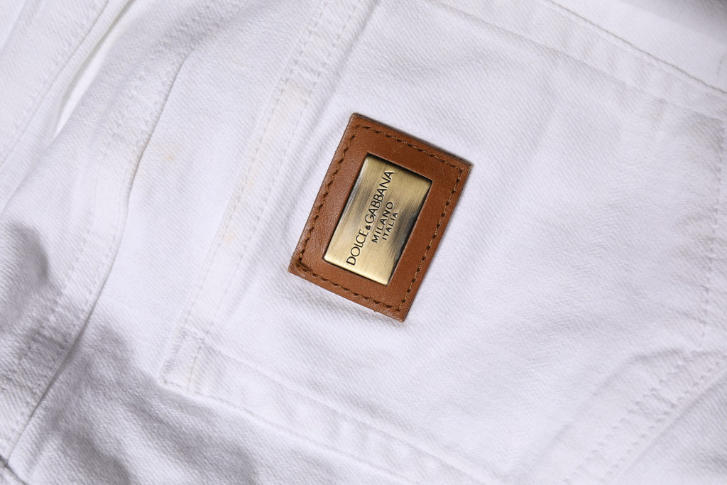 Dolce & Gabbana Weiße Skinny Denim-Jeans aus Baumwolle mit niedriger Taille