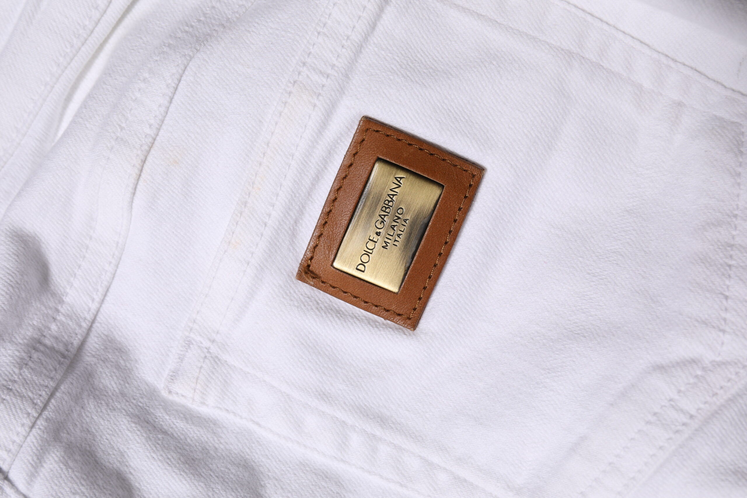 Dolce & Gabbana Weiße Skinny Denim-Jeans aus Baumwolle mit niedriger Taille