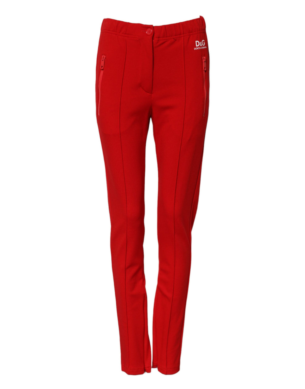 Dolce & Gabbana Rode Slanke Broek met Middelhoge Taille