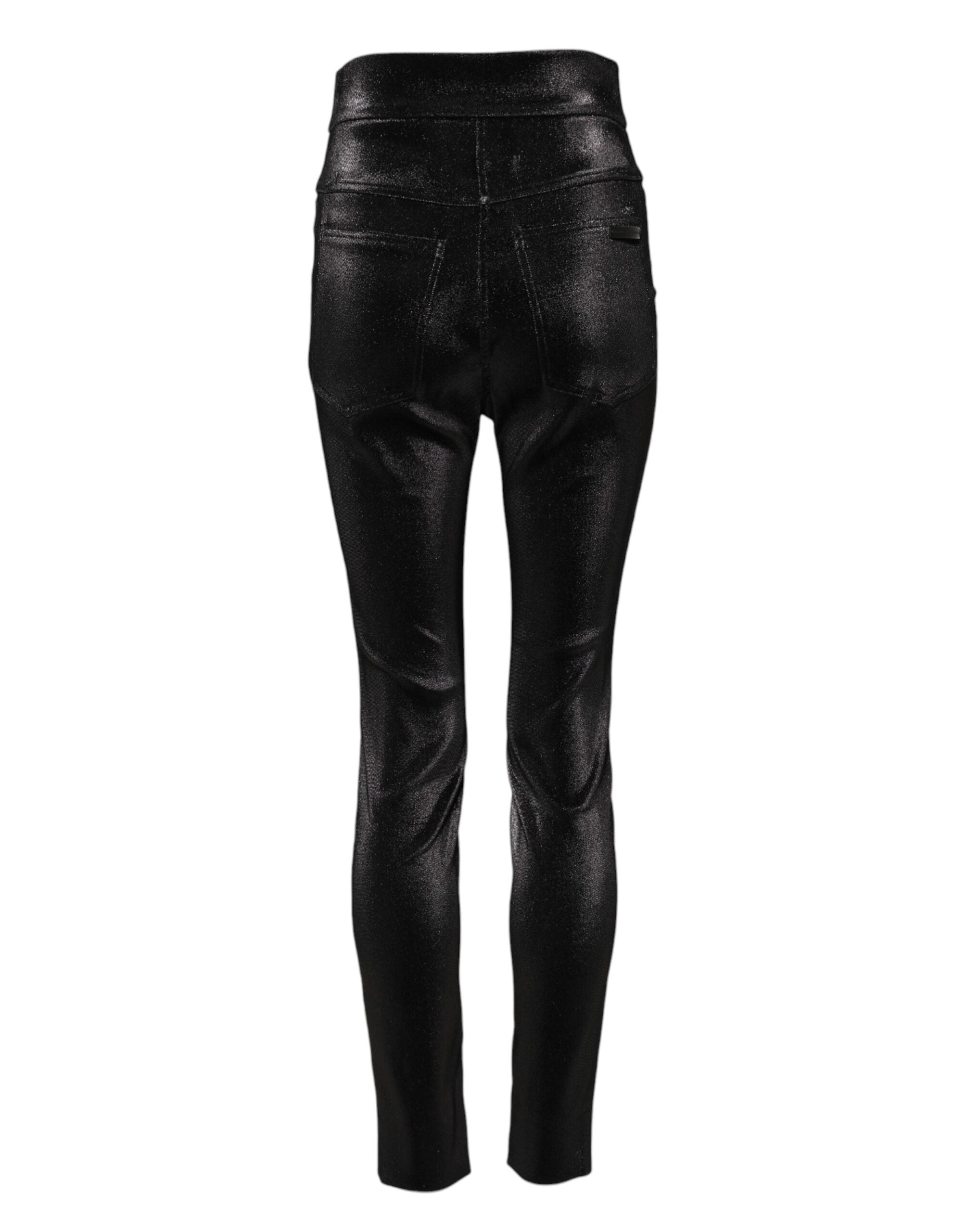 Dolce & Gabbana Schwarze Baumwoll-Stretch-Lurexfäden-Skinny-Hose