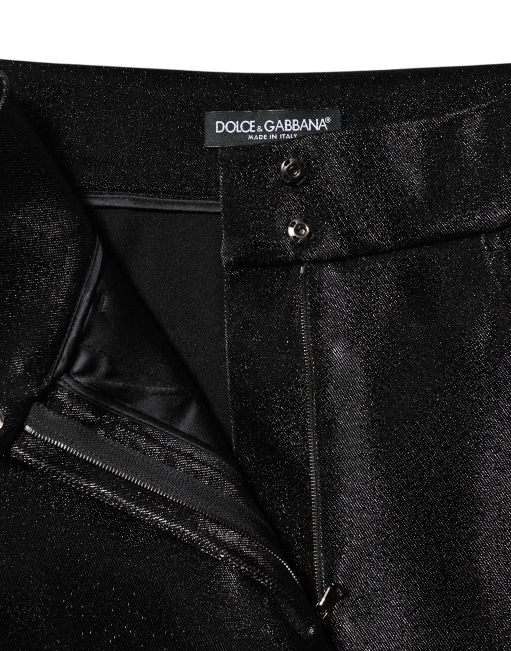 Dolce & Gabbana Schwarze Baumwoll-Stretch-Lurexfäden-Skinny-Hose