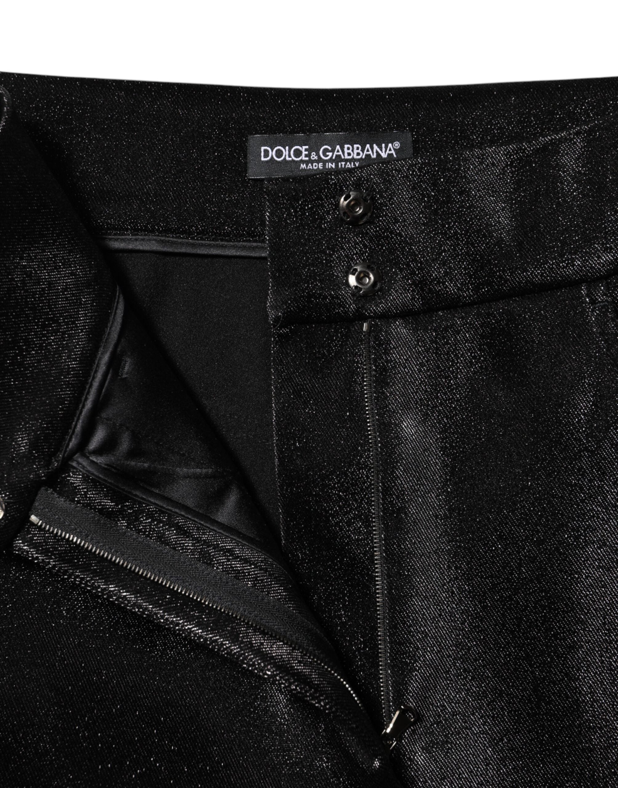 Dolce & Gabbana Schwarze Baumwoll-Stretch-Lurexfäden-Skinny-Hose