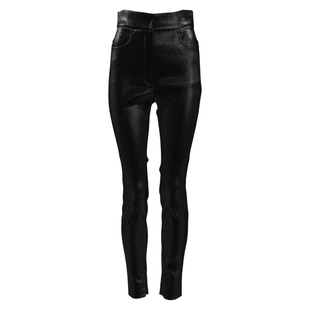 Dolce & Gabbana Schwarze Baumwoll-Stretch-Lurexfäden-Skinny-Hose