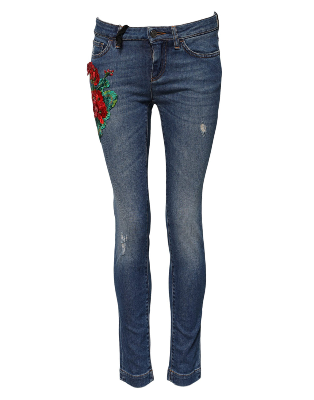 Dolce & Gabbana Blaue Skinny Denim-Jeans aus Baumwolle mit niedriger Taille