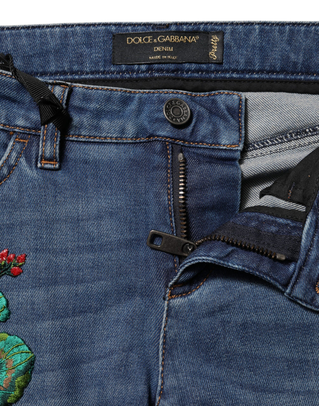 Dolce & Gabbana Blaue Skinny Denim-Jeans aus Baumwolle mit niedriger Taille