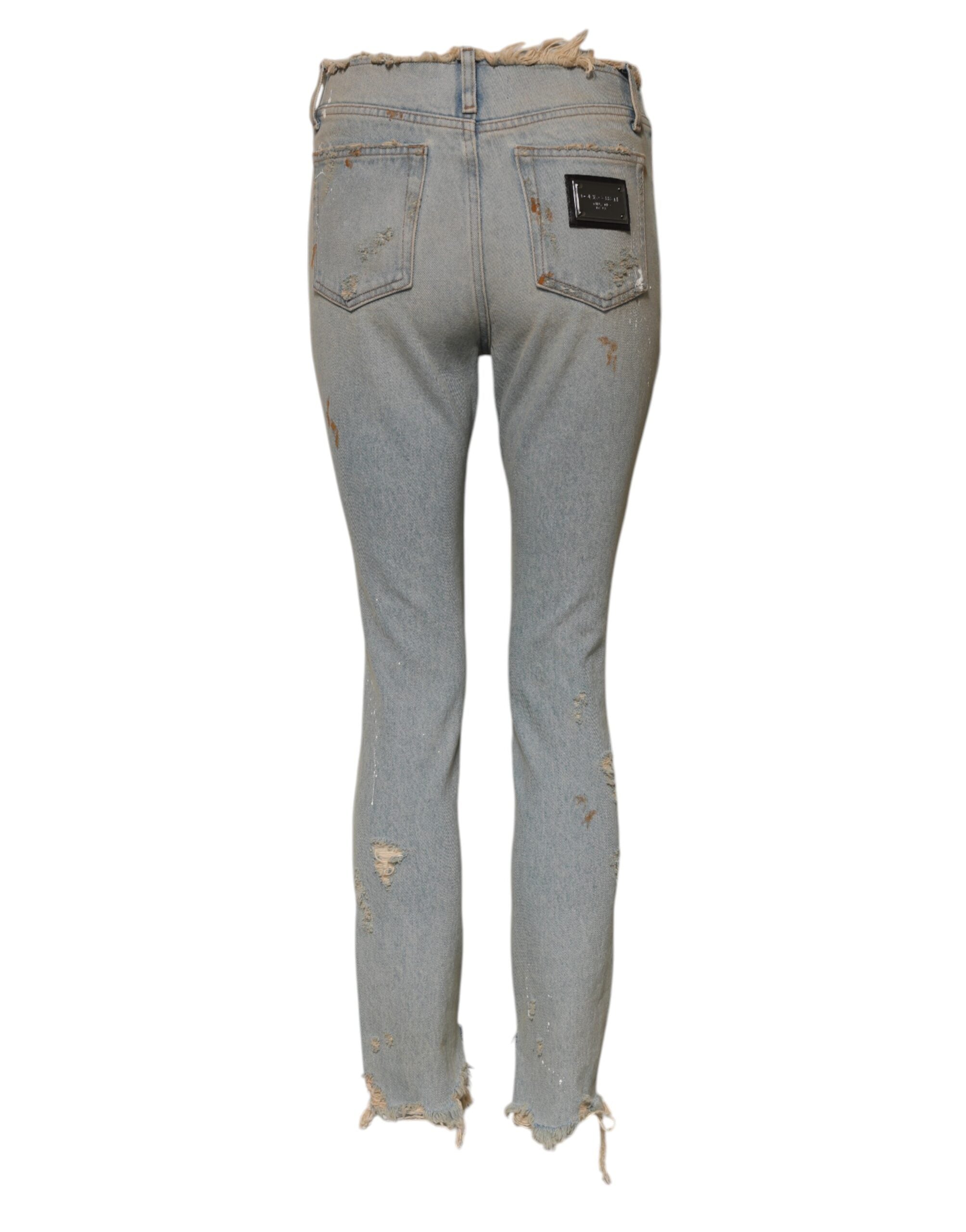 Dolce & Gabbana Hellblaue Skinny Denim Jeans mit hoher Taille
