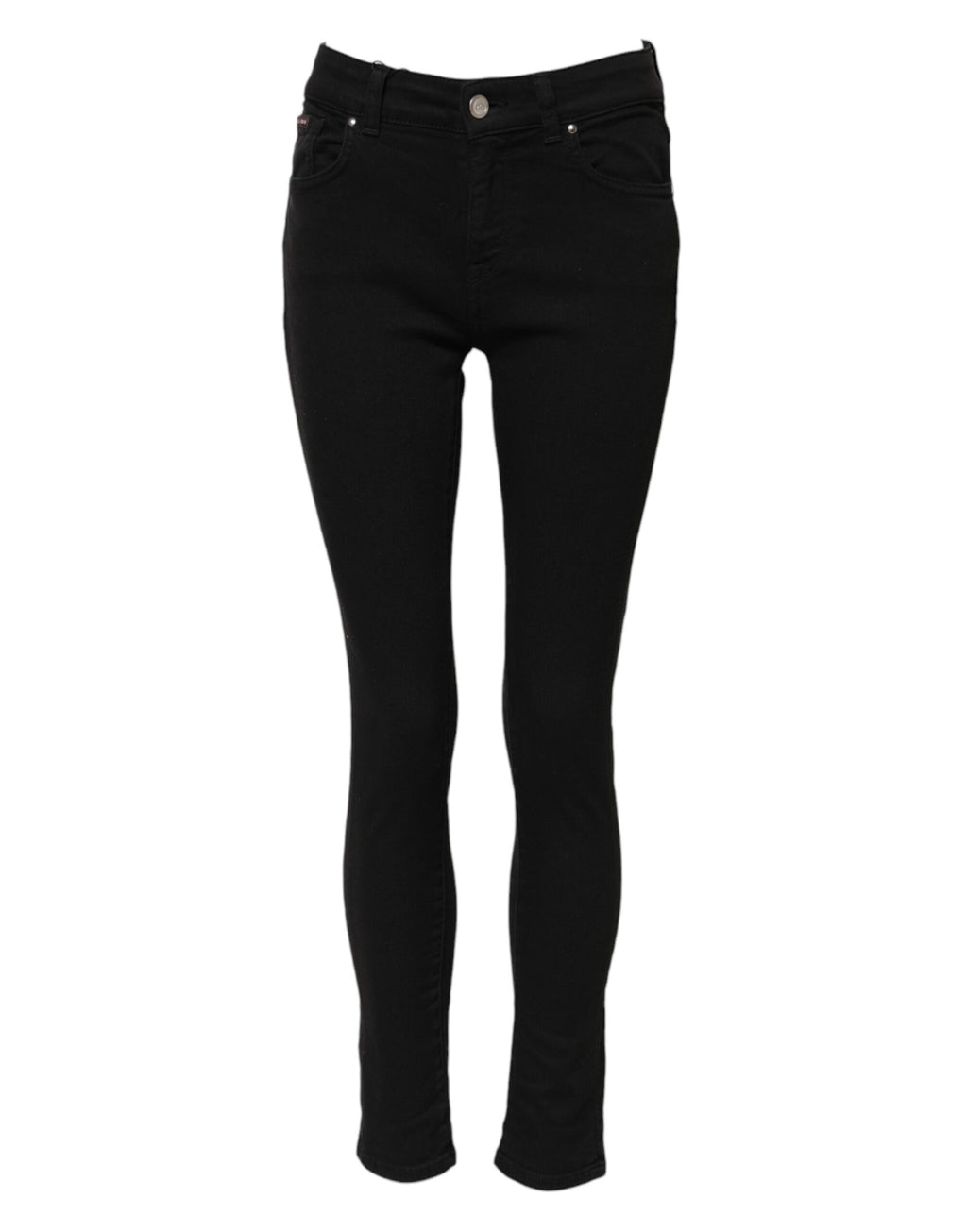 Dolce & Gabbana Schwarze Skinny Denim-Jeans aus Baumwolle mit mittlerer Taille