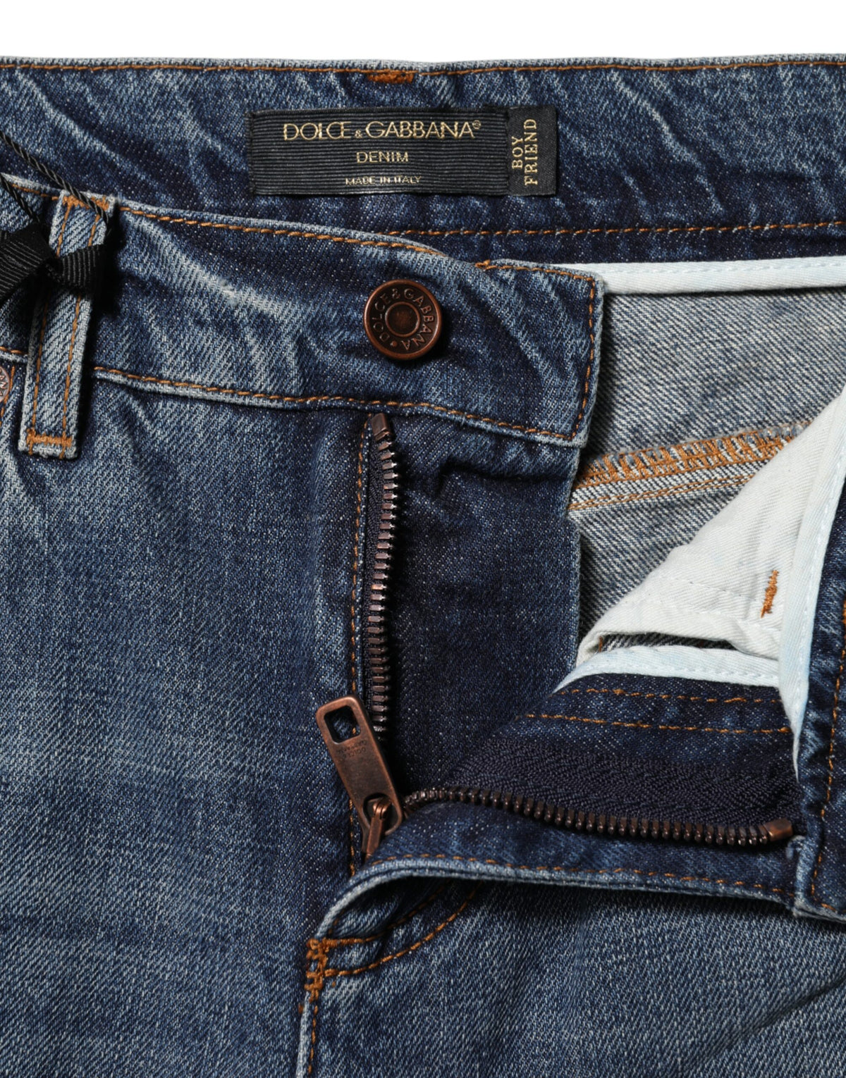 Dolce & Gabbana Blauwe Katoenen Boyfriend Jeans met Scheuren
